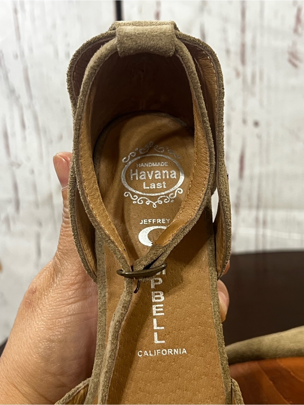 JEFFREY CAMPBELL HAVANA STR8TUP Taupe Suede Heelless Platform Wedge Sandals 6.5 - Picture 10 of 13